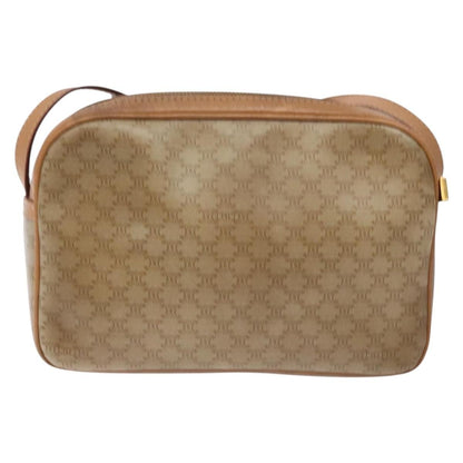 Celine Vintage Macadam Shoulder Bag Canvas and Leather, BEIGE, CANVAS, Shoulder bag