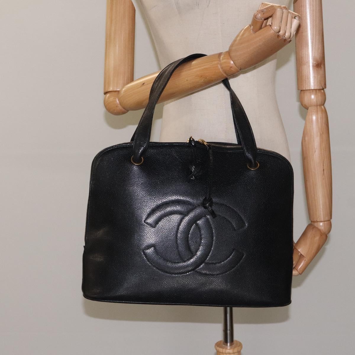 Chanel Coco Mark Black cakfskin, BLACK, CALFSKIN, Handbag