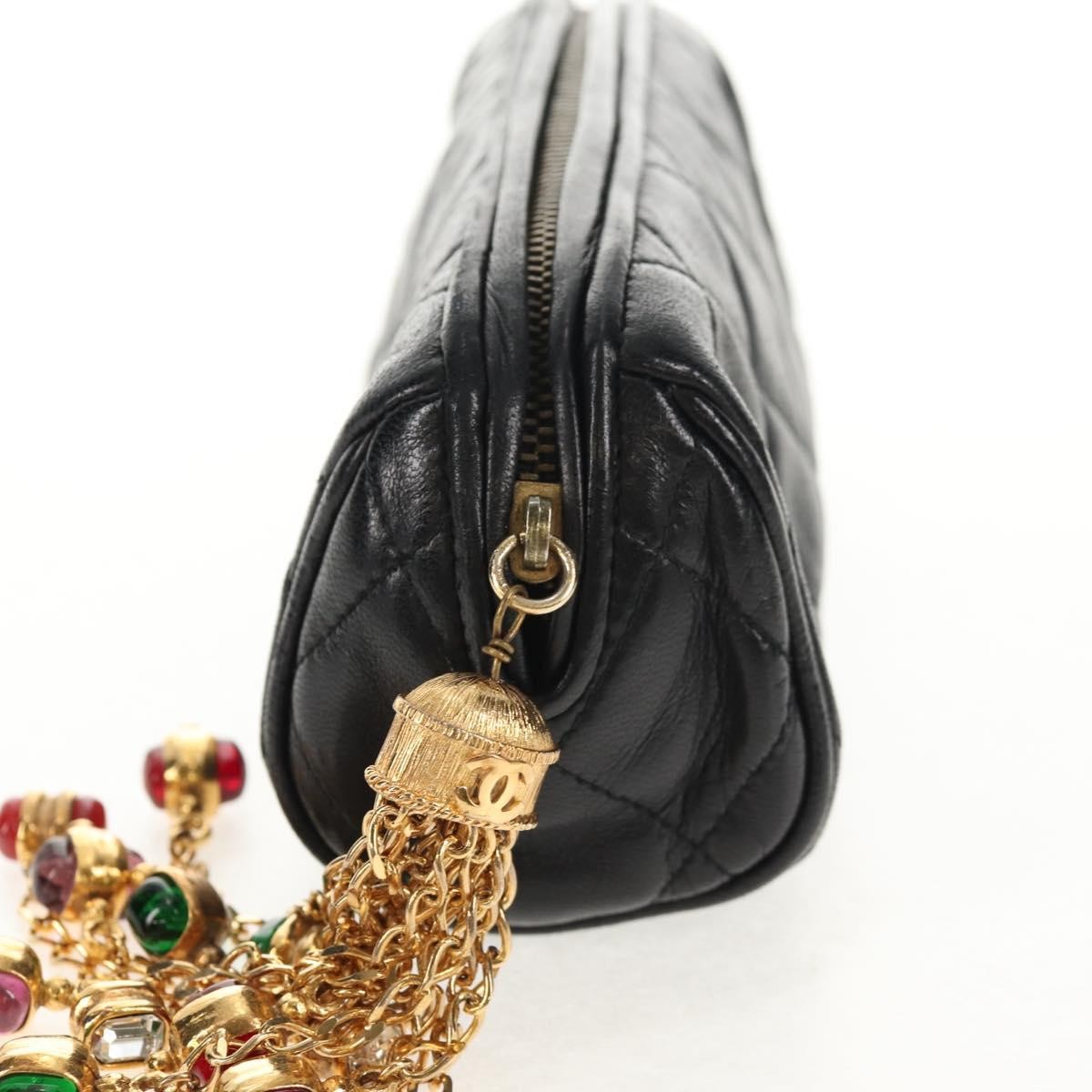 Chanel Vintage Clutch Leather, BLACK, LEATHER, Clutche & pouche