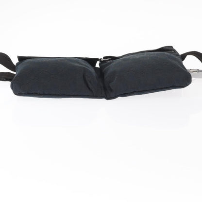 Gucci Vintage Double Belt Bag GG Canvas with Leather, BLACK, CANVAS, Clutche & pouche