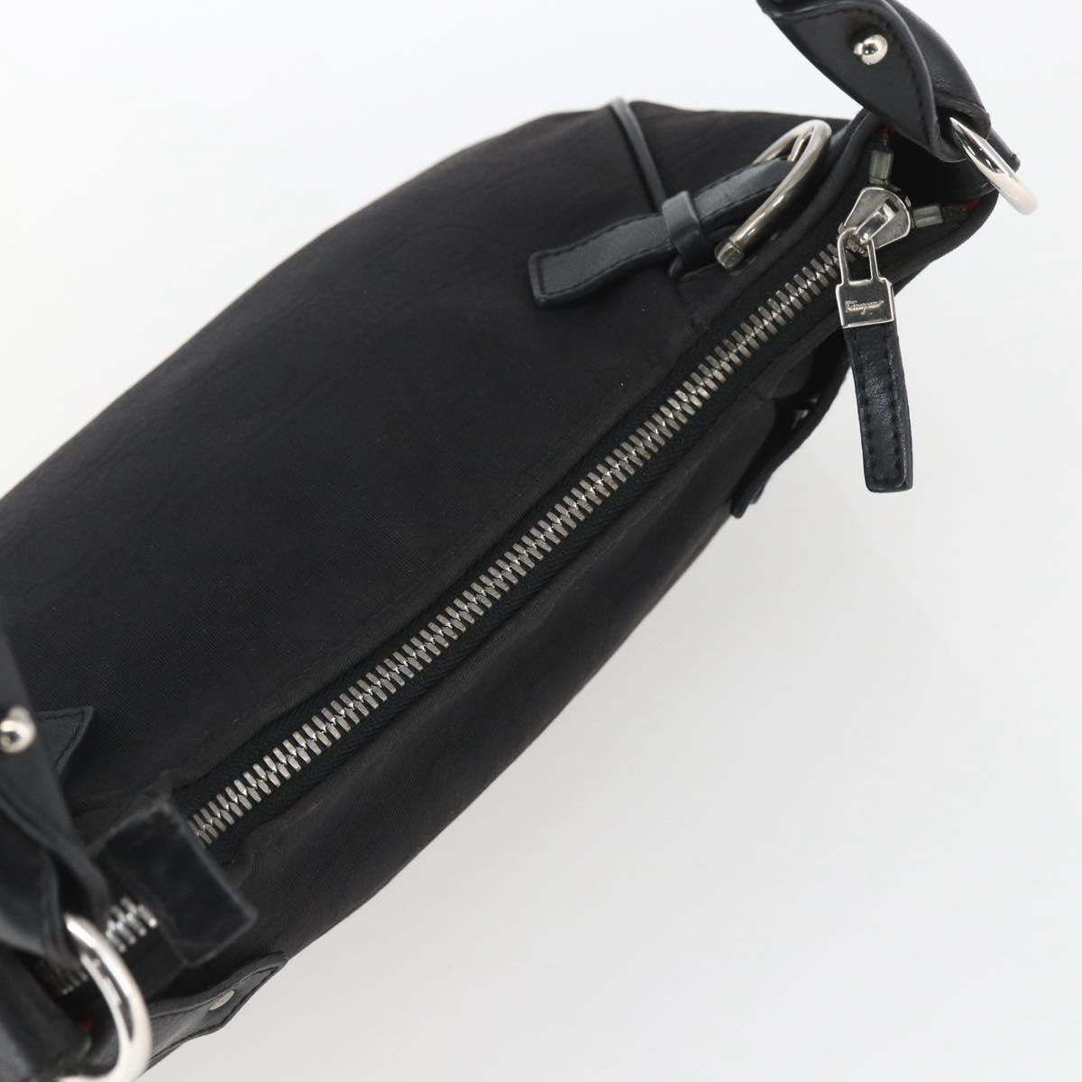 Salvatore Ferragamo Gancini Shoulder Bag Canvas, BLACK, CANVAS, Shoulder bag