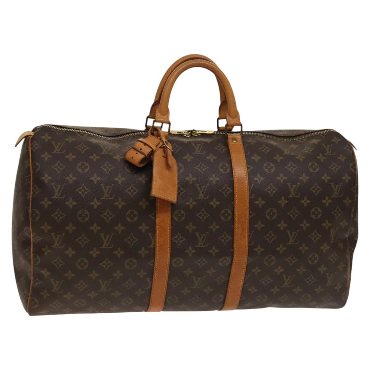 Louis Vuitton Keepall Bag Monogram Canvas, BROWN, CANVAS, Travel bag