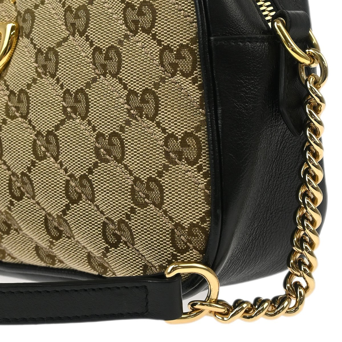 Gucci GG Marmont Shoulder Bag Diagonal Quilted GG Canvas with Leather, BEIGE, CANVAS, Shoulder bag