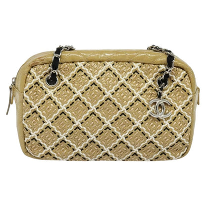 Chanel Camera Case Bag Woven Stitch Patent, BEIGE, PATENT_LEATHER, Crossbody bag