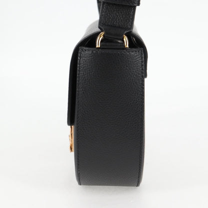 Versace Virtus Flap Messenger Bag Leather, BLACK, LEATHER, Crossbody bag