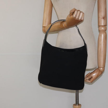 Gucci Open Hobo GG Suede, SILVER, CANVAS, Handbag