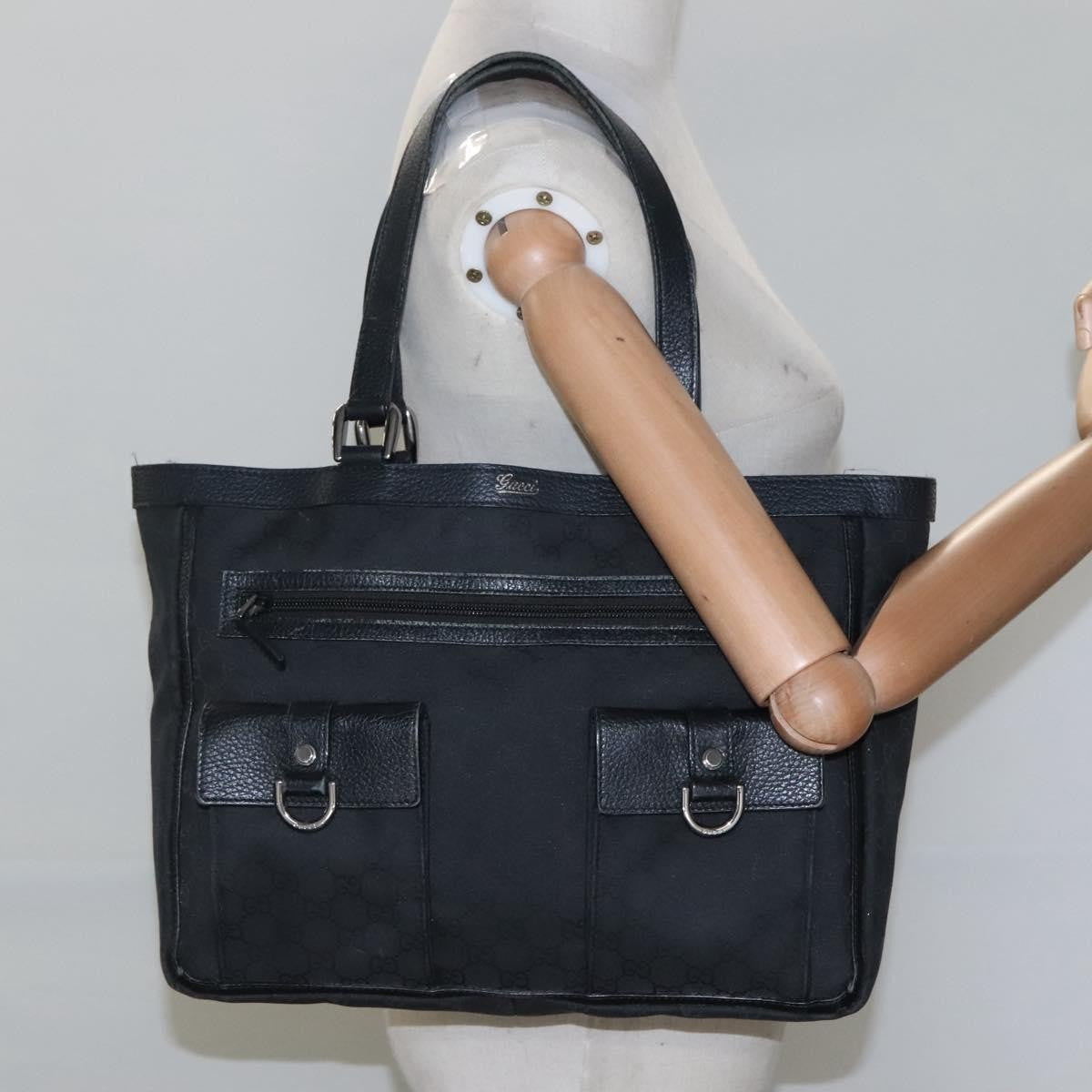 Gucci Abbey Pocket Tote GG Canvas, Black, Canvas, Tote Bag