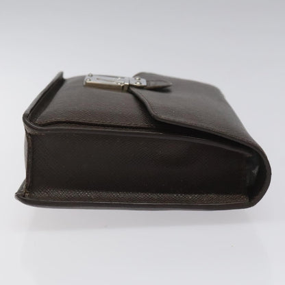 Louis Vuitton Belaia Clutch Taiga Leather, BROWN, LEATHER, Clutche & pouche