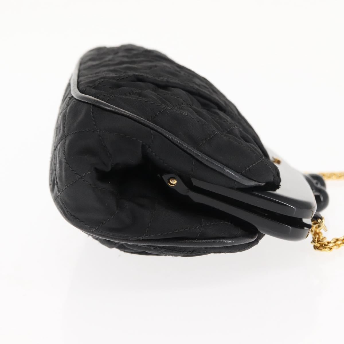 Chanel Vintage Kisslock Frame Bag Pleated Satin, BLACK, SATIN, Shoulder bag