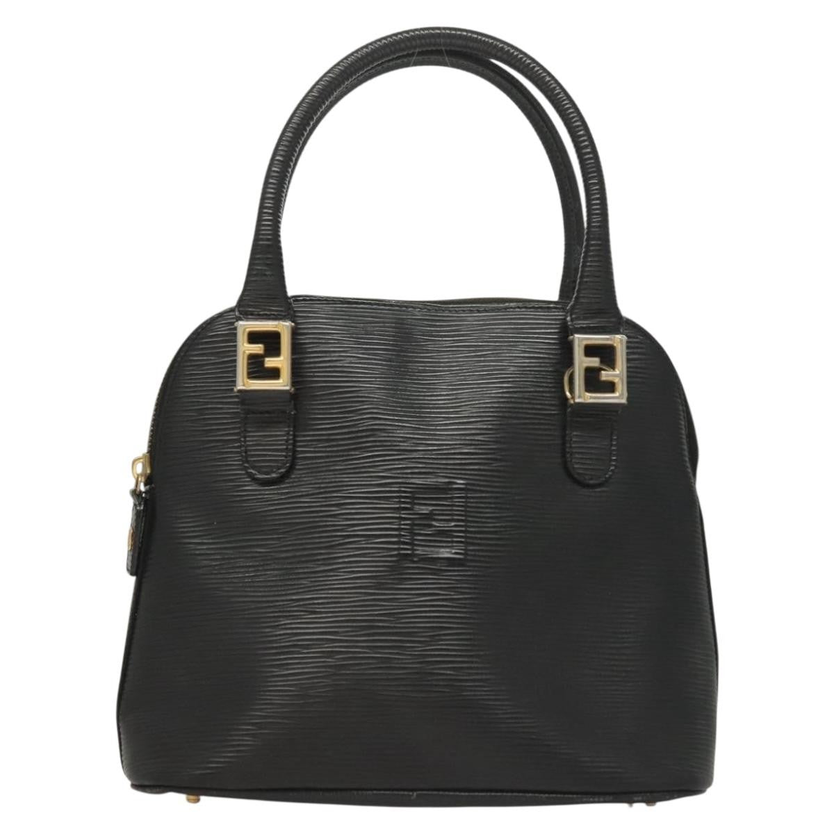 Fendi Vintage Top Handle Dome Bag Leather, BLACK, LEATHER, Handbag