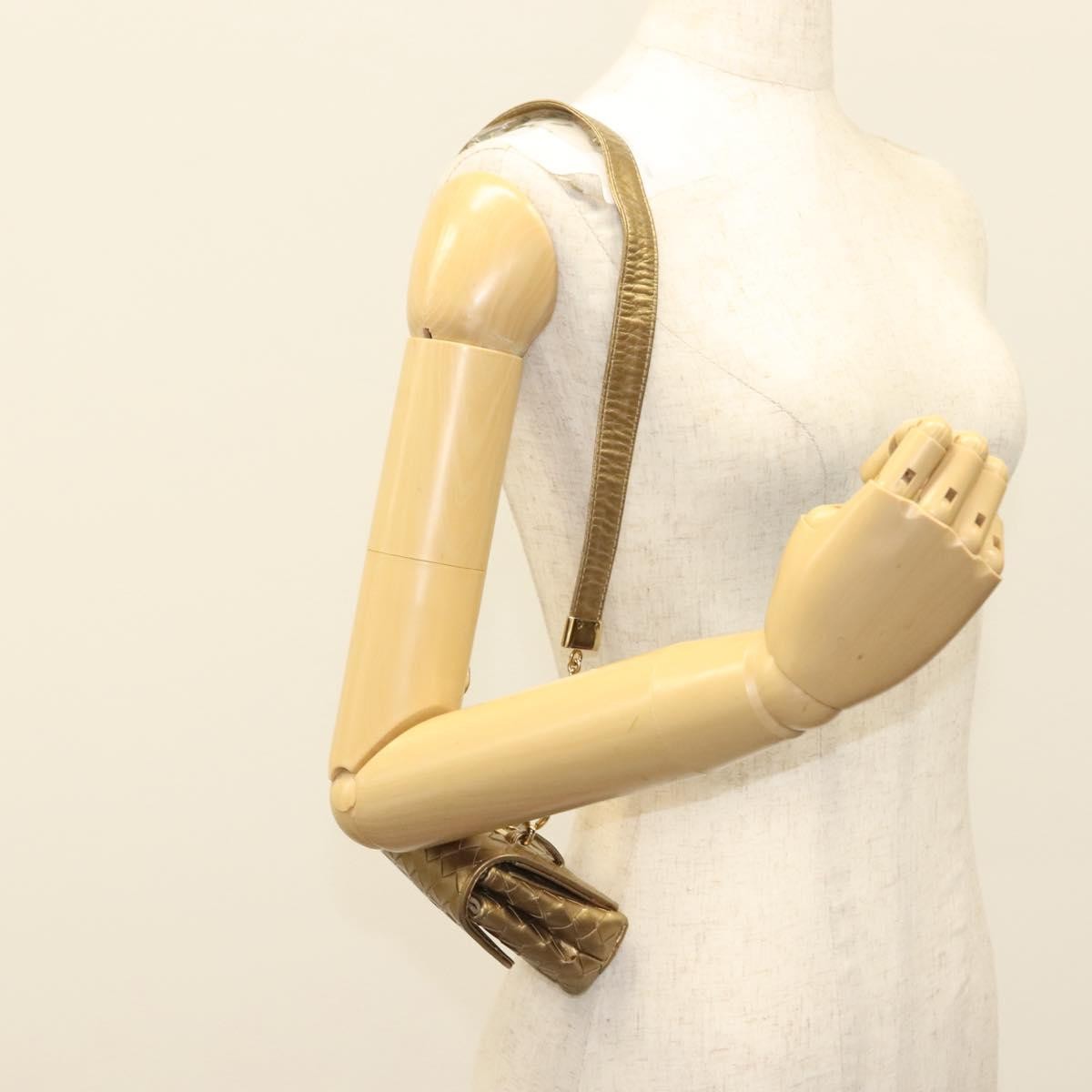 Bottega Veneta Chain Flap Shoulder Bag Leather, GOLD, LEATHER, Shoulder bag