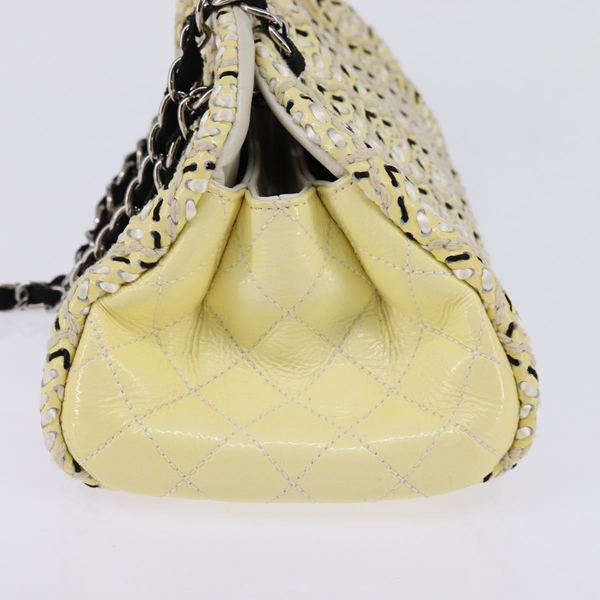 Chanel Just Mademoiselle Bag Woven Stitch Patent, BEIGE, PATENT_LEATHER, Handbag