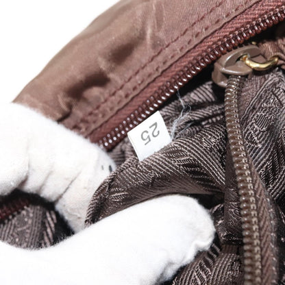 Prada Metal Handles Tote Tessuto, BROWN, NYLON, Handbag