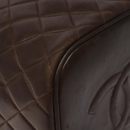 Chanel Vanity pouch Leather, BROWN, LEATHER, Toiletry Case