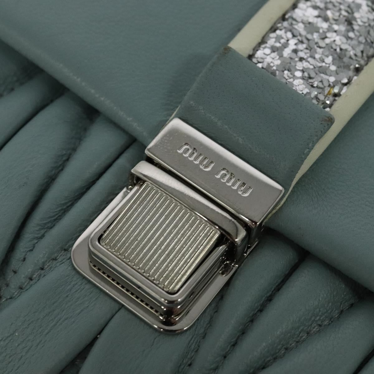 Miu Miu Madras Chain Clutch Matelasse Leather with Glitter, BLUE, LEATHER, Shoulder bag