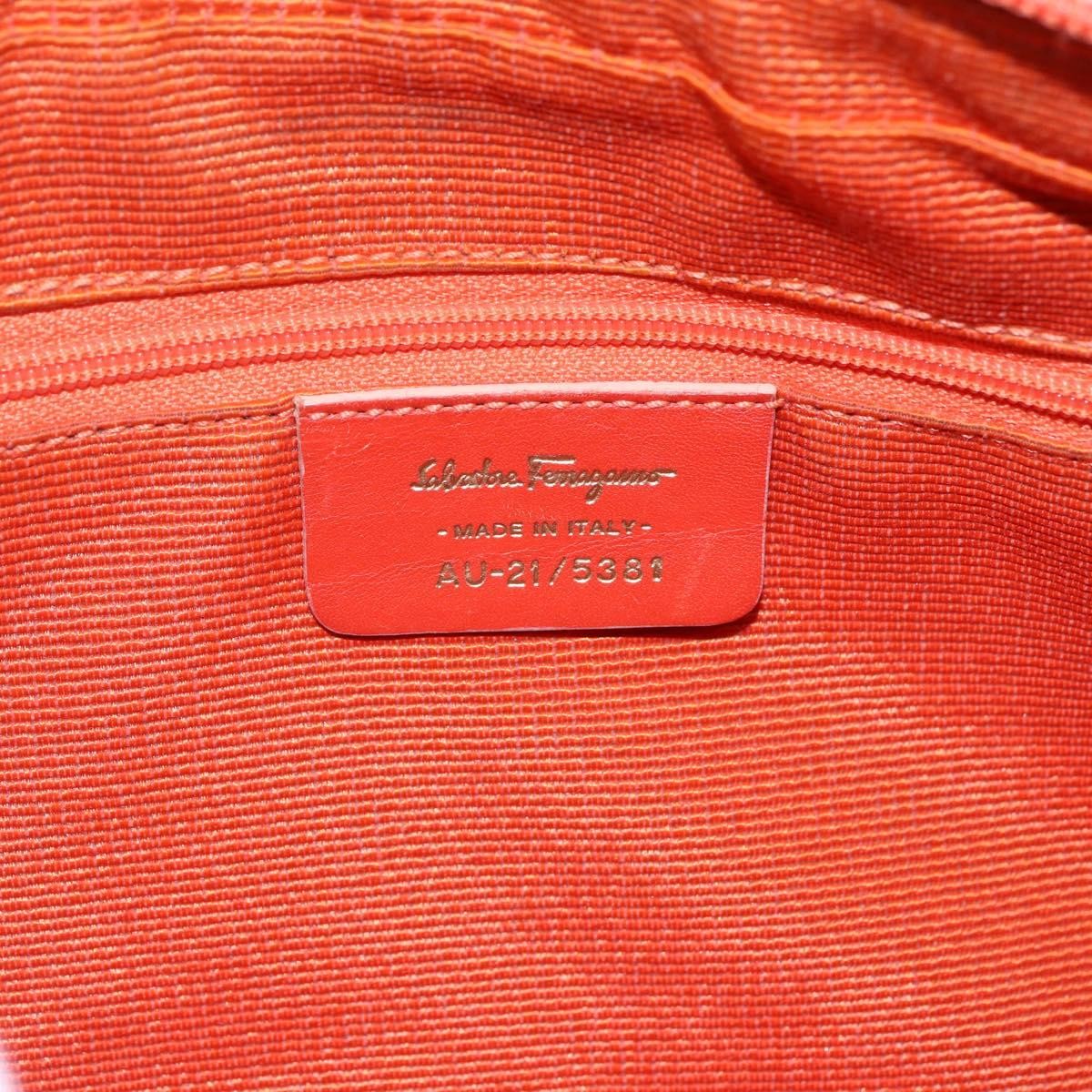 Salvatore Ferragamo Gancini Shoulder Bag Canvas, ORANGE, CANVAS, Shoulder bag