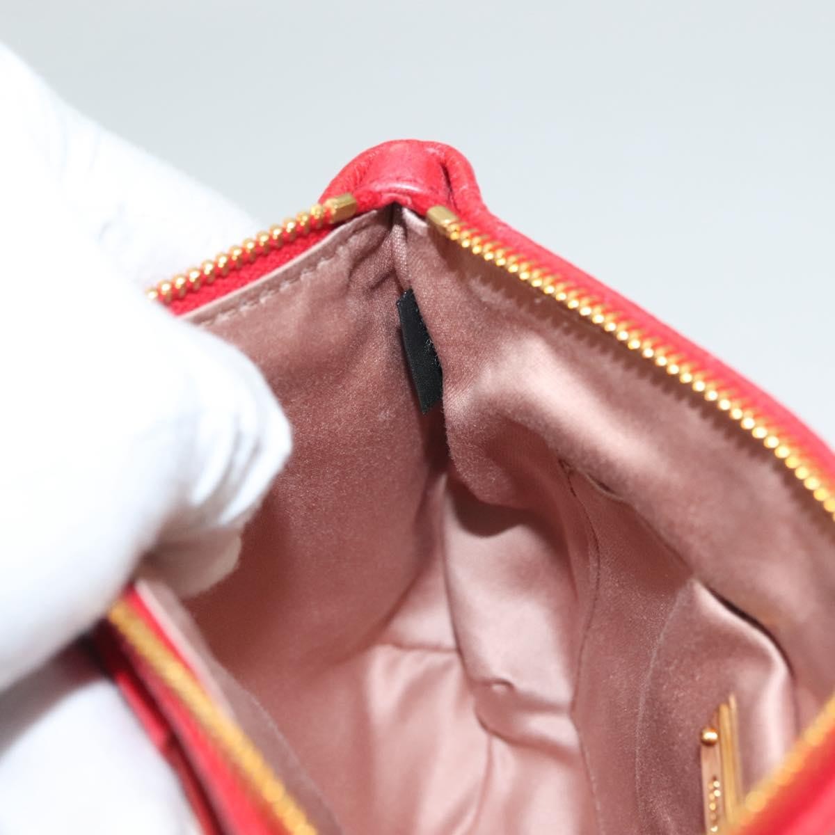 Miu Miu Zip Wristlet Pouch Leather, RED, LEATHER, Clutche & pouche