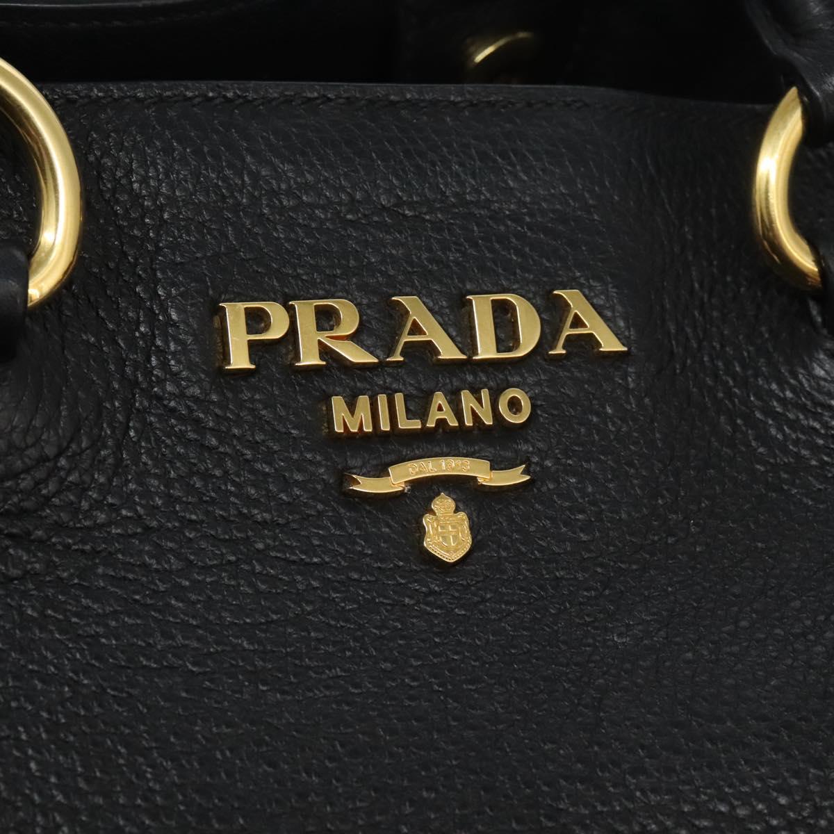 Prada Shopping Tote Vitello Daino, BLACK, LEATHER, Tote bag