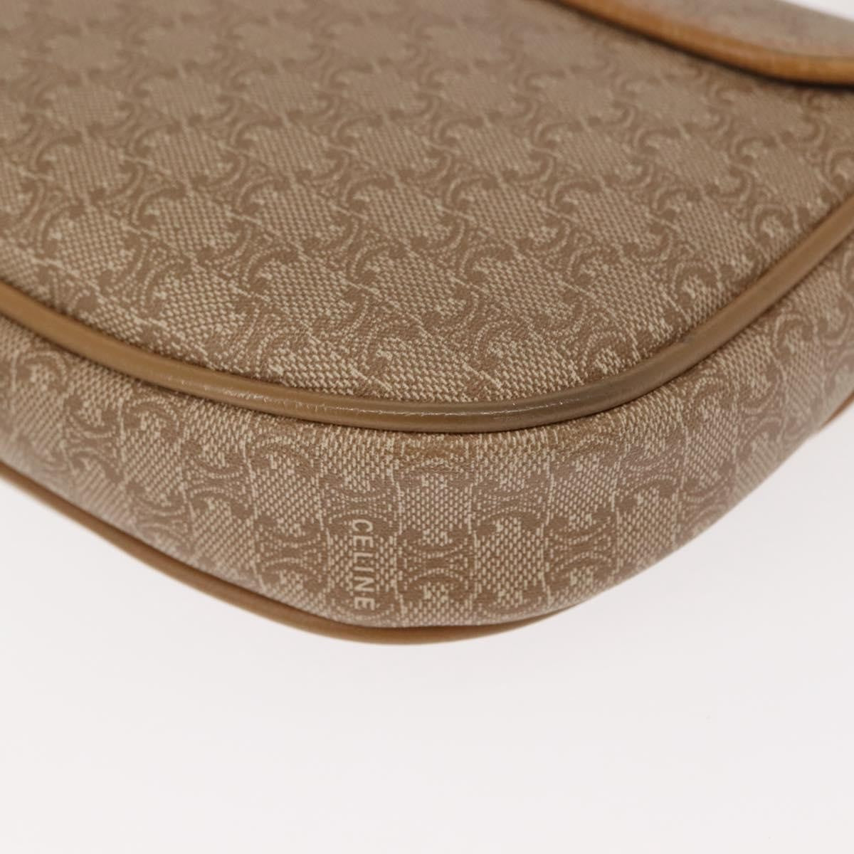 Celine Vintage Macadam Shoulder Bag Canvas and Leather, BEIGE, CANVAS, Shoulder bag