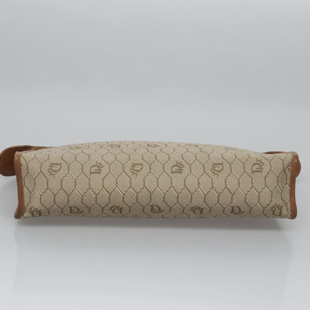 Christian Dior Vintage Honeycomb Zip Pouch Coated Canvas, BEIGE, PVC, Clutche & pouche