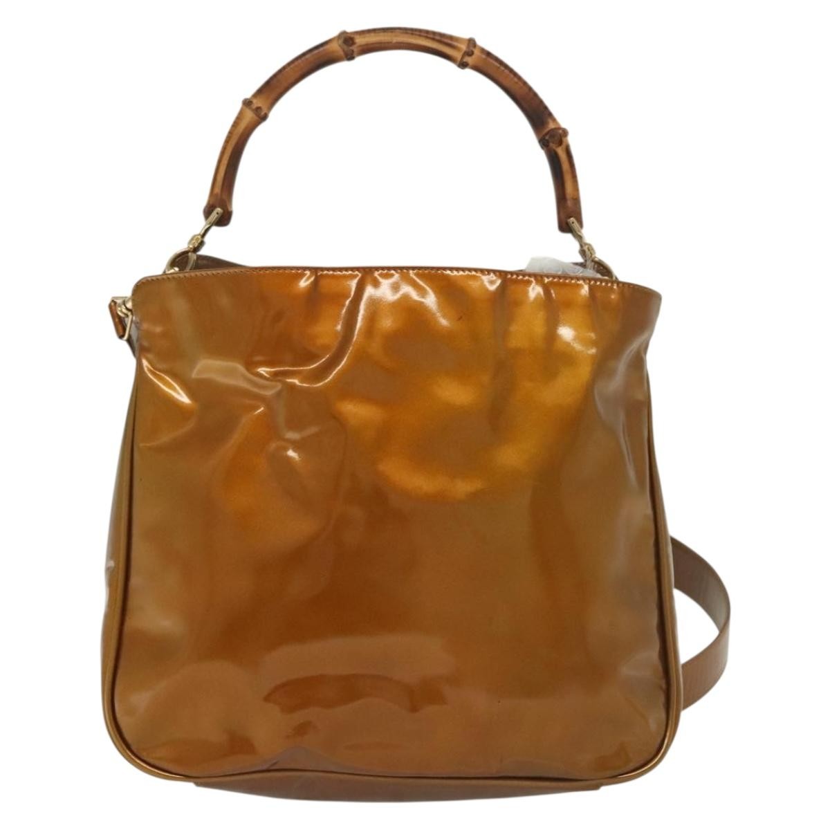 Gucci Vintage Bamboo Handle Bag Patent leather, GOLD, PATENT_LEATHER, Handbag