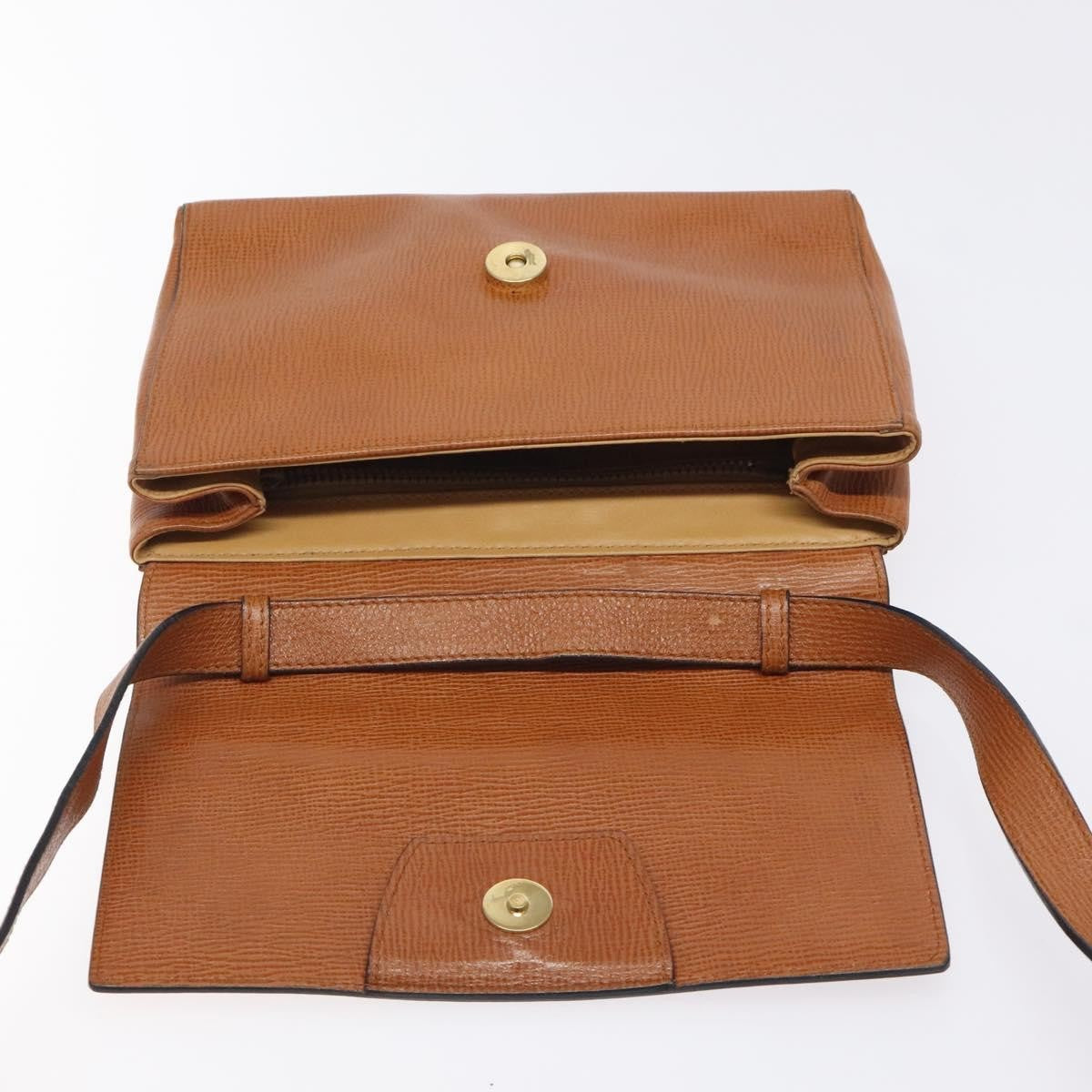 Celine Circle logo Leather, BROWN, LEATHER, Shoulder bag