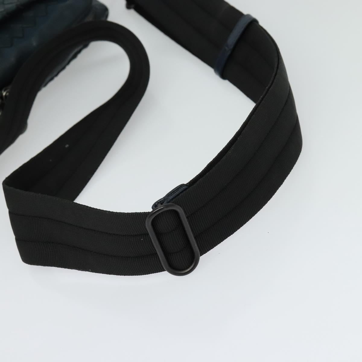 Bottega Veneta Flat Messenger Bag Intrecciato Nappa, BLUE, LEATHER, Shoulder bag