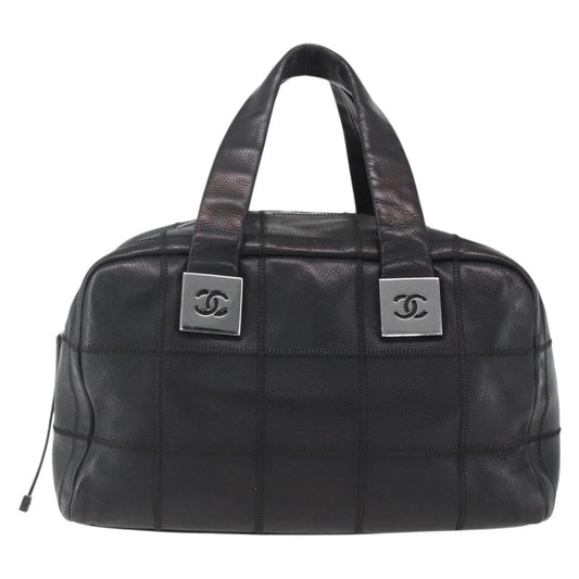 Chanel Chocolate Bar CC Bowler Bag Caviar skin, BLACK, LEATHER, Handbag