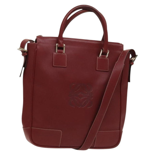 Loewe Vintage Anagram Tote Leather, Burgundy, Leather, Tote Bag