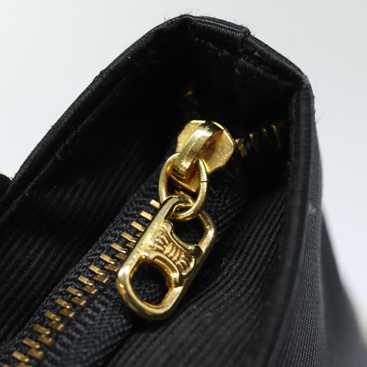 Celine Circle Logo Pouch Nylon, BLACK, NYLON, Clutche & pouche