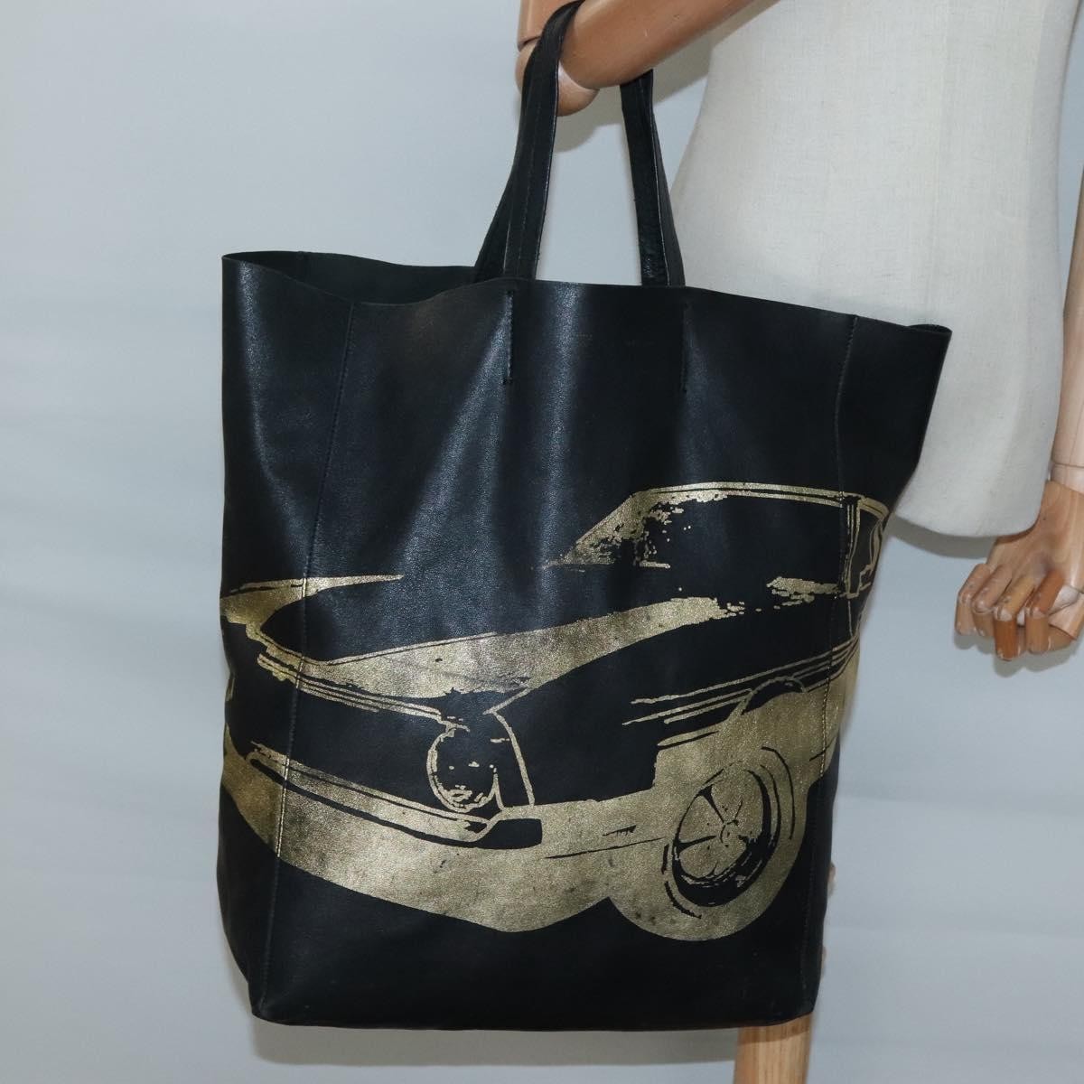 Celine Vertical Cabas Tote Printed Leather, BLACK, LEATHER, Tote bag
