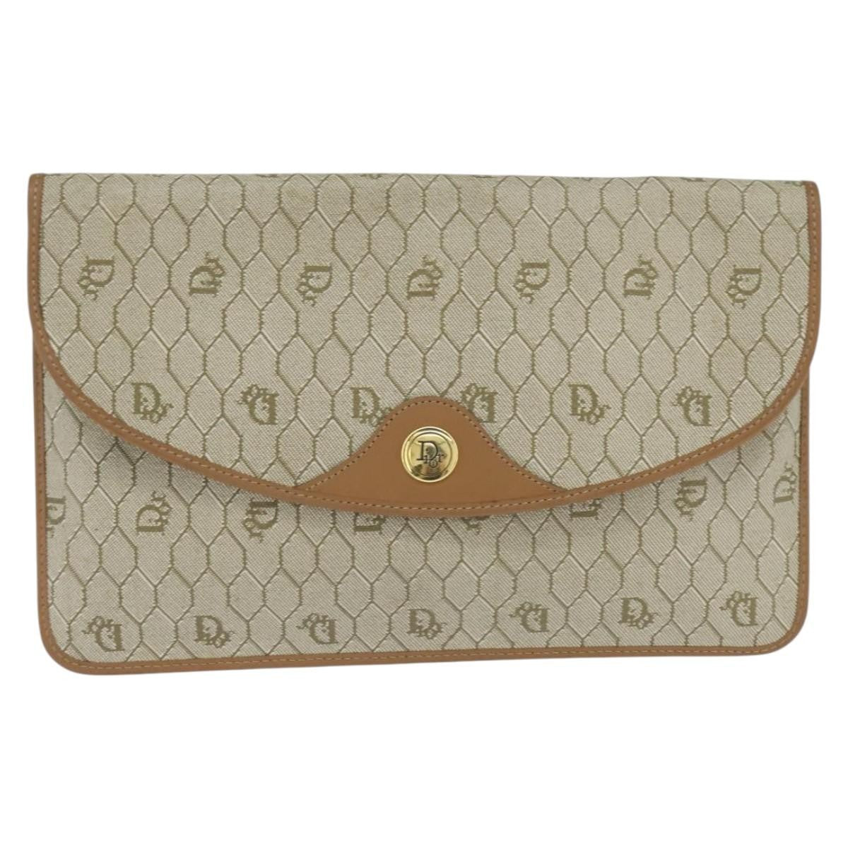 Christian Dior Vintage honeycomb clutch Canvas, BEIGE, CANVAS, Clutche & pouche