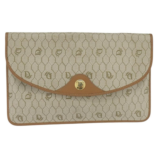 Christian Dior Vintage honeycomb clutch Canvas, BEIGE, CANVAS, Clutche & pouche