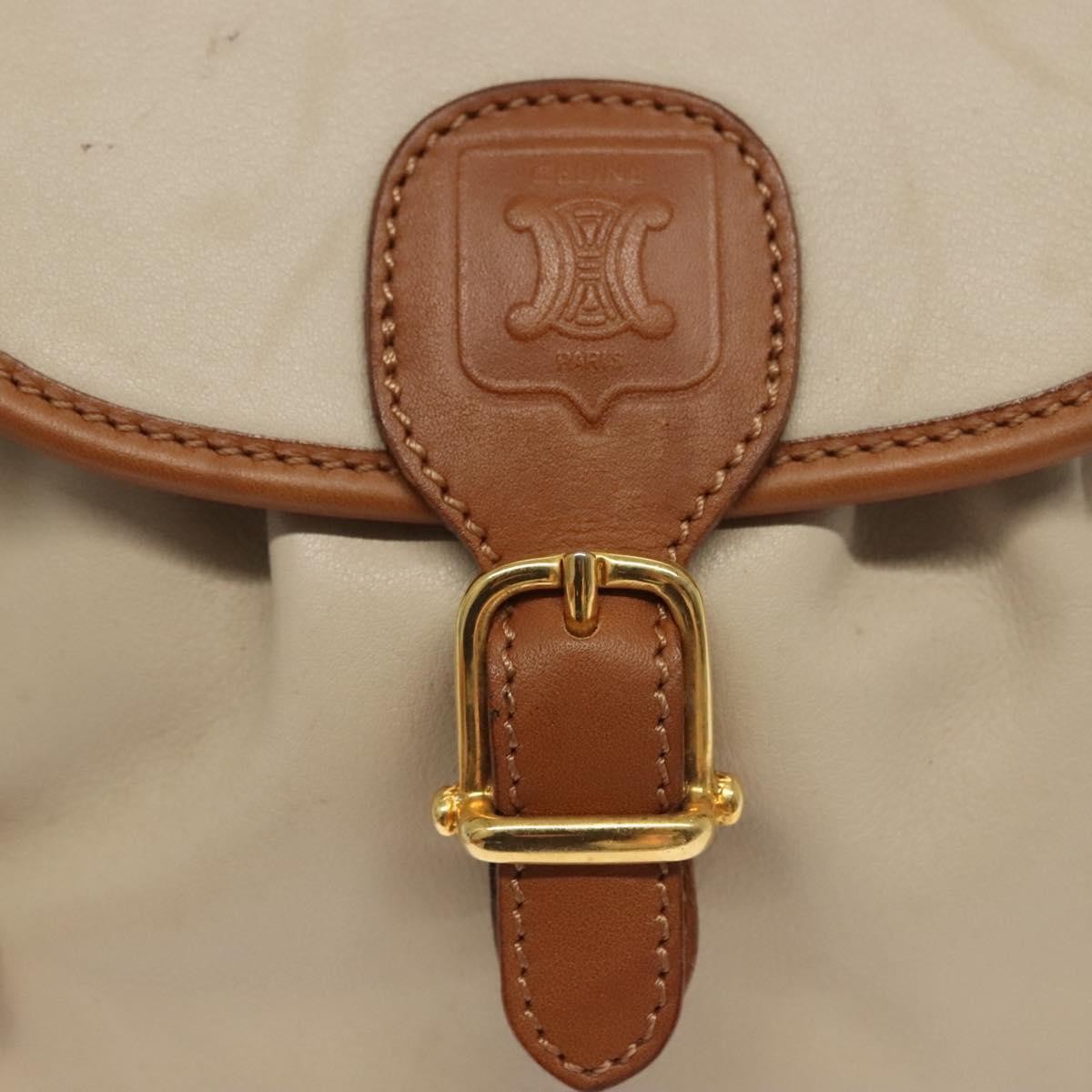 Celine Vintage Triomphe Shoulder Bag Leather, BEIGE, LEATHER, Shoulder bag