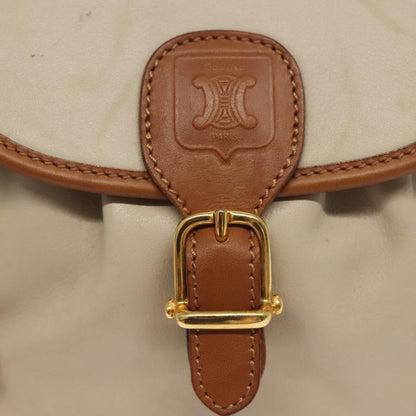 Celine Vintage Triomphe Shoulder Bag Leather, BEIGE, LEATHER, Shoulder bag