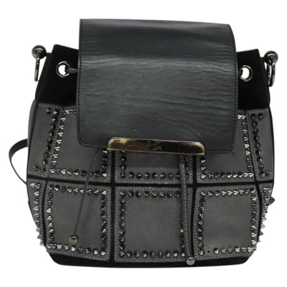 Christian Louboutin Lucky L Convertible Backpack Spiked Leather and Suede, BLACK, LEATHER, Backpack