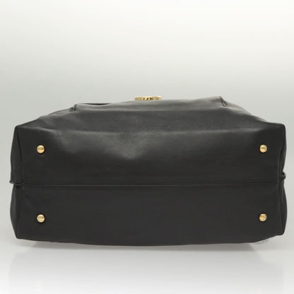 Salvatore Ferragamo Gancini handbag Leather, BLACK, LEATHER, Handbag