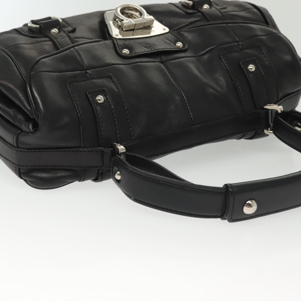 Salvatore Ferragamo Gancini handbag Leather, BLACK, LEATHER, Handbag