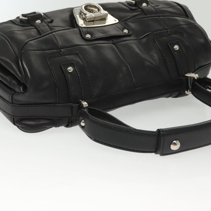 Salvatore Ferragamo Gancini handbag Leather, BLACK, LEATHER, Handbag