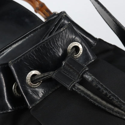 Gucci Vintage Bamboo Sling Backpack Nylon, BLACK, NYLON, Shoulder bag