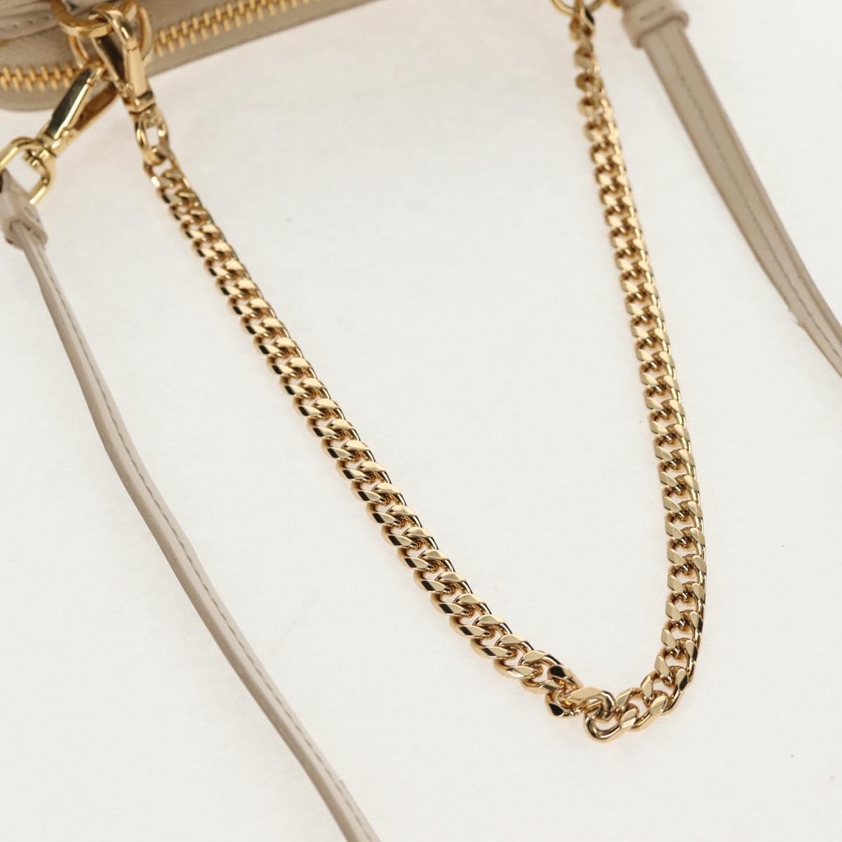 Prada Triangle Double Zip Pouch Bag with Chain Patent leather, BEIGE, PATENT_LEATHER, Clutche & pouche