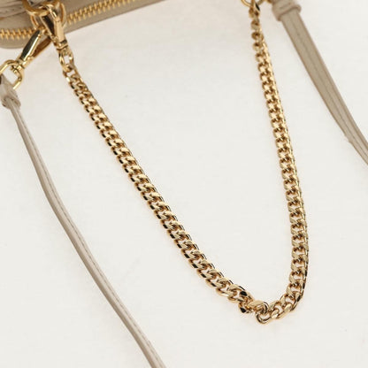 Prada Triangle Double Zip Pouch Bag with Chain Patent leather, BEIGE, PATENT_LEATHER, Clutche & pouche