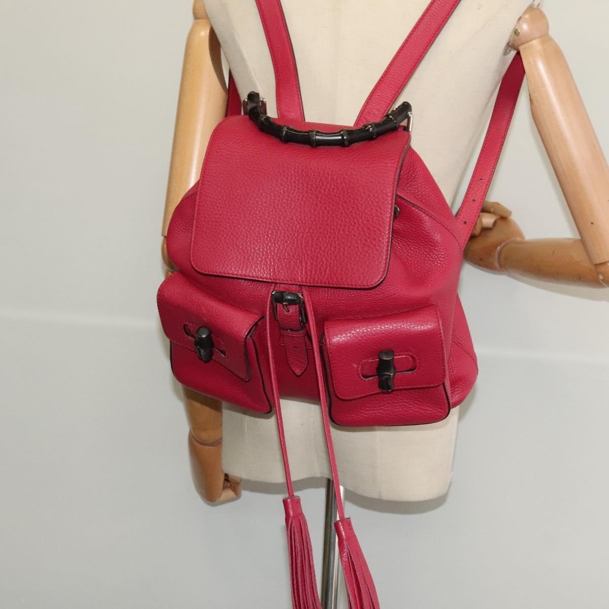 Gucci Bamboo Tassel Backpack Leather, PINK, LEATHER, Backpack