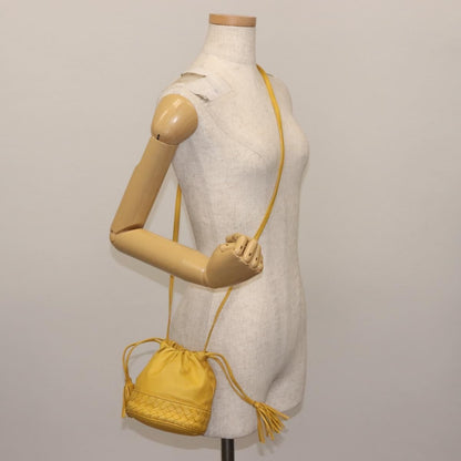 Bottega Veneta Drawstring Bucket Bag Leather and Intrecciato Nappa, YELLOW, LEATHER, Shoulder bag