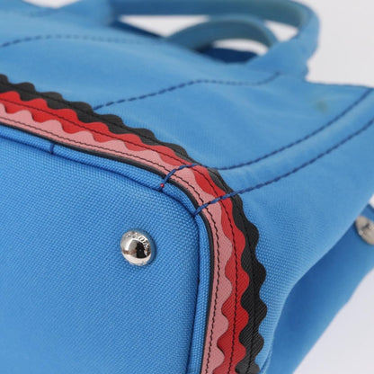 Prada Canapa Convertible Tote Canvas with Applique, BLUE, CANVAS, Tote bag