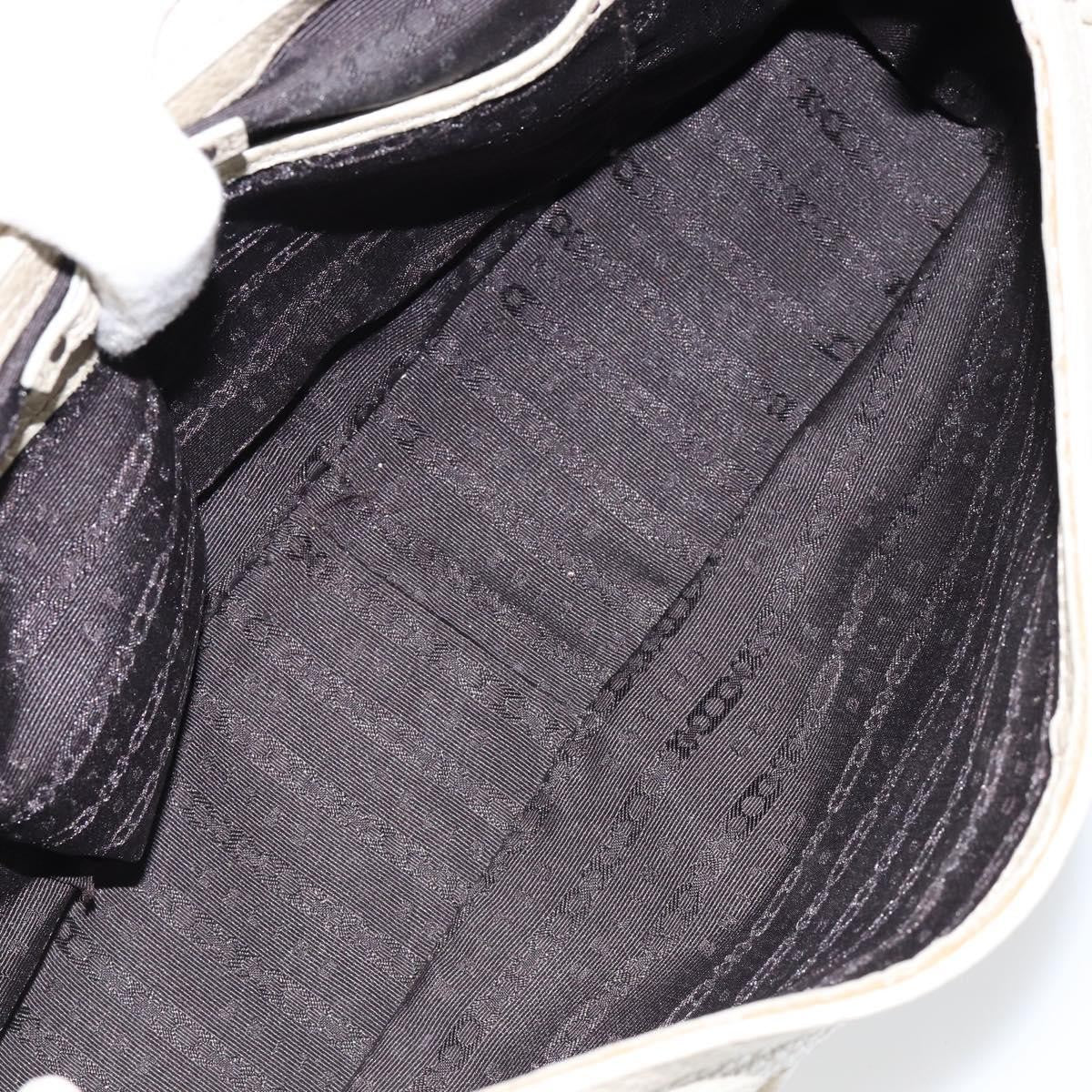 Celine Vintage Buckle Shoulder Bag Leather, WHITE, LEATHER, Shoulder bag