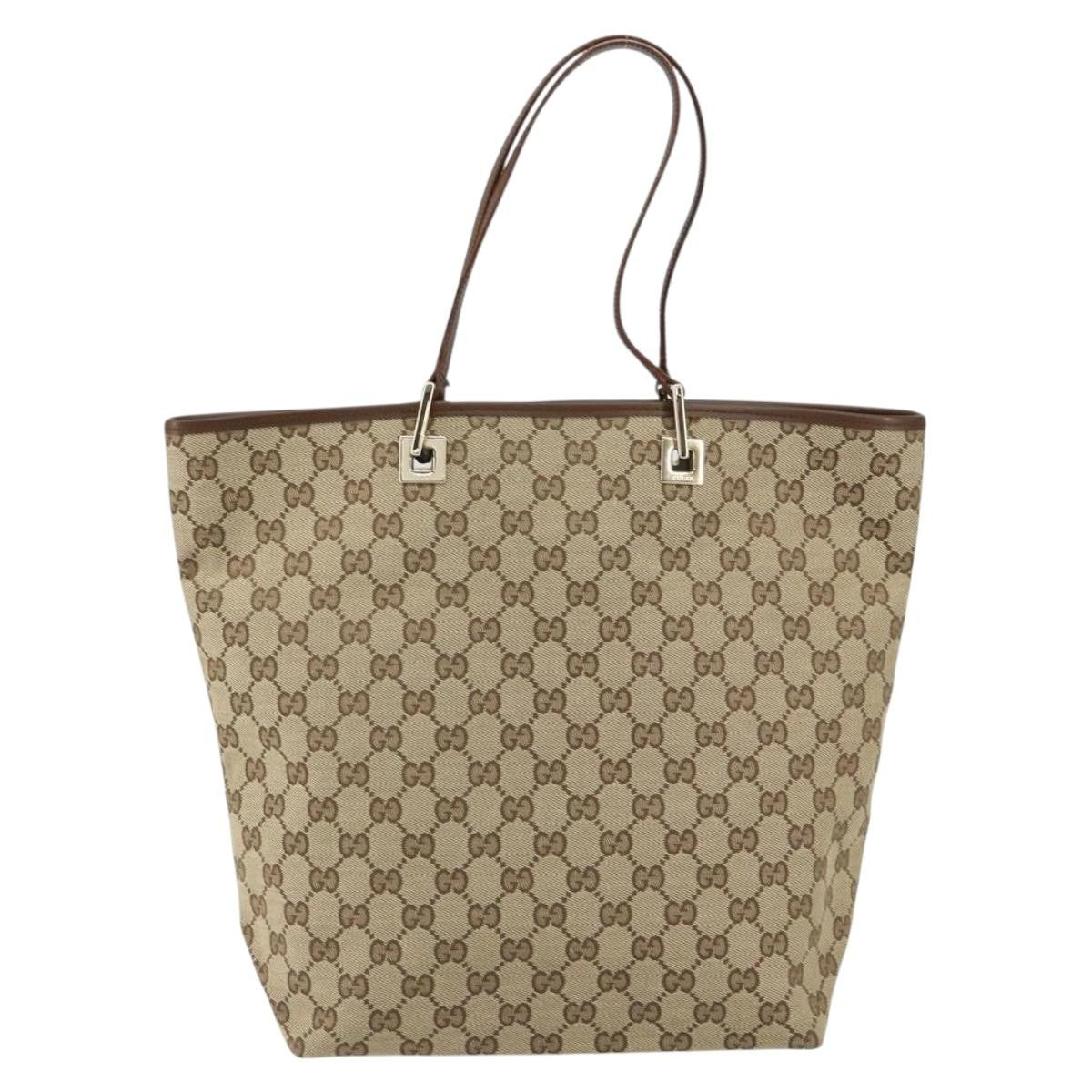 Gucci Vintage Bucket Shopping Tote GG Canvas, BEIGE, CANVAS, Tote bag