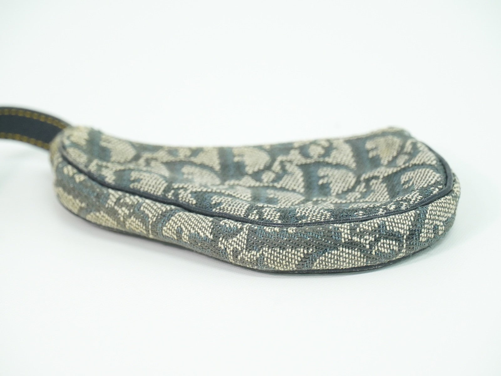 Christian Dior Vintage Saddle Zip Coin Purse Diorissimo Canvas, NAVY, CANVAS, Clutche & pouche