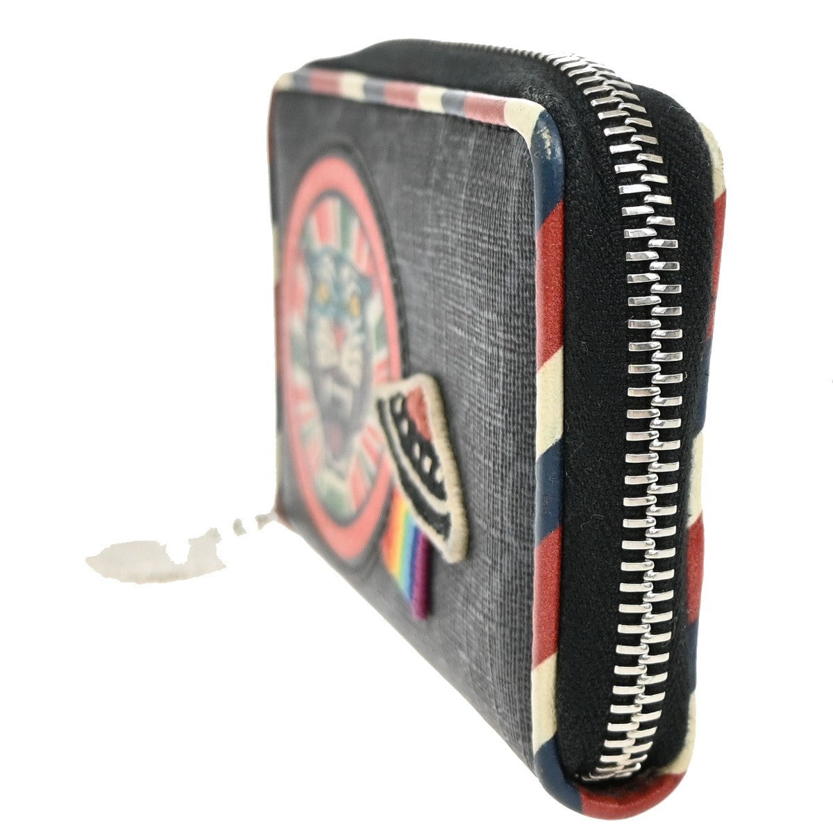 Gucci Night Courrier Bifold Wallet GG Coated Canvas with Applique, BLACK, CANVAS, Wallets