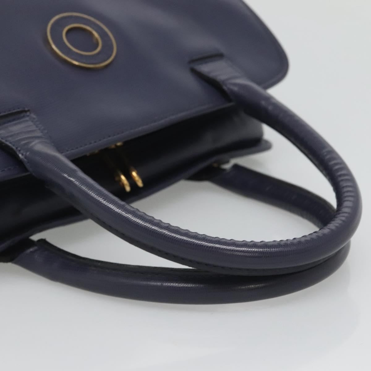 Celine Circle Logo Handbag Leather, BLUE, LEATHER, Handbag